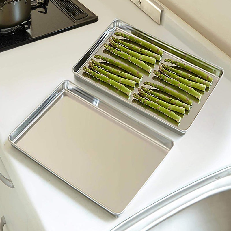 TeamFar Baking Sheets Set of 3, Stainless Steel Cookie Sheet Baking Tray Pan, 16x12x1 inch, Non Toxic & Rust Free, Easy Clean & Dishwasher Safe - Image 4